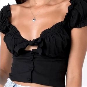Princess Polly Black Eloise Bustier Crop Top Size 6